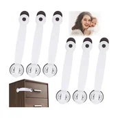 Zawiasy, okucia i inne akcesoria - Brązowe 6 szt. zatrzasków zabezpieczających dla dzieci, drzwiczki do szafek z zabezpieczeniem dla dzieci, blokada drzwiczek dla dzieci do szuflad, drz - miniaturka - grafika 1