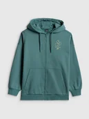 Bluzy damskie - 4F Bluza dresowa loose z kapturem damska - turkusowa S - miniaturka - grafika 1