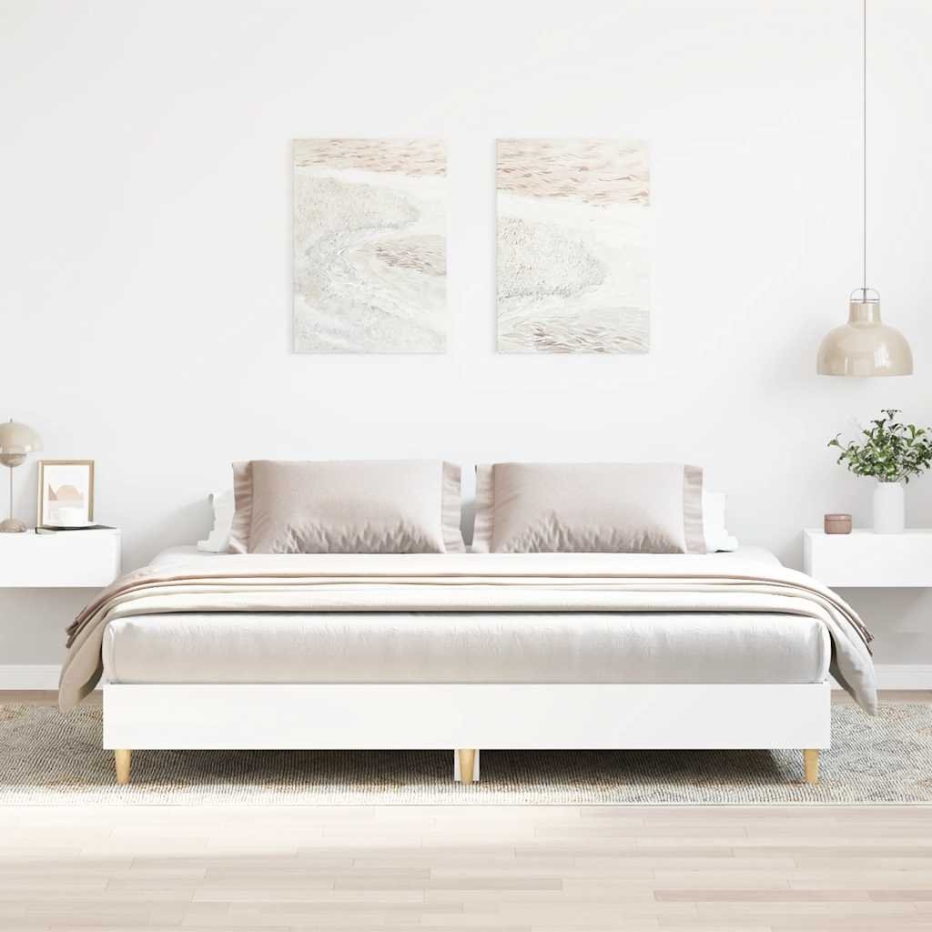 Rama łóżka bez materaca Biała 200x200 cm Drewno klejone
