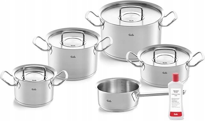 Fissler zestaw garnków ze stali nierdzewnej 5el. i metalowe pokrywki+gratis