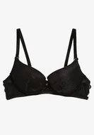 Biustonosze - Czarny Biustonosz Push Up z Przeszyciami i Wzorem w Kropki Azurelle - miniaturka - grafika 1