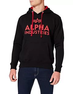 ALPHA INDUSTRIES Męska bluza z kapturem z nadrukiem pianki, czarny, M - Bluzy męskie - miniaturka - grafika 1