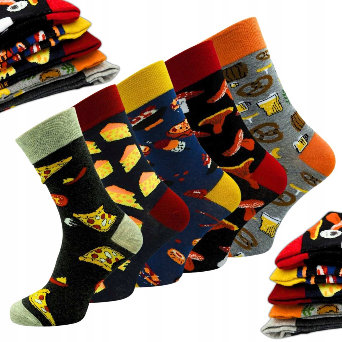 SKARPETKI MĘSKIE DŁUGIE ŚMIESZNE KOLOROWE SKARPETY WZORY ZESTAW 5 PAR 39-42