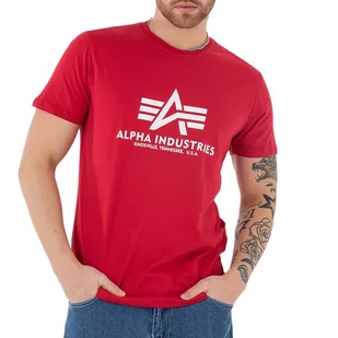 Koszulka Alpha Industries Basic T-shirt 100501451 - czerwona - Koszulki sportowe męskie - miniaturka - grafika 1