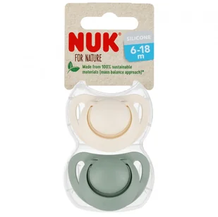 NUK Smoczek silikonowy 6-18m For Nature zielony op.2 szt. - Smoczki uspokajające - miniaturka - grafika 1