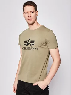 Koszulki męskie - Alpha Industries T-Shirt Basic 100501 Zielony Regular Fit - grafika 1