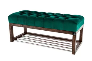 Ławka na buty 95cm EMRAWOOD drewno lite kolor orzech siedzisko pikowane kolor butelkowa zieleń - Ławki do przedpokoju Ławka na buty 95cm EMRAWOOD drewno lite kolor orzech siedzisko pikowane kolor butelkowa zieleń - Ławki do przedpokoju - miniaturka - grafika 1