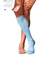 Skarpetki męskie - FALKE Mężczyźni Podkolanówki No. 2 M KH Najlepszy Kaszmir długie jednokolorowe 1 Para, Niebieski (Bleue Melange 6266), 45-46 - miniaturka - grafika 1