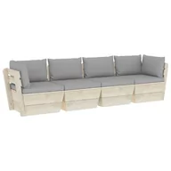 Sofy ogrodowe - vidaXL Ogrodowa sofa 4-osobowa z palet, z poduszkami, drewno świerkowe - miniaturka - grafika 1