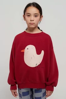 Bluzy dla dziewczynek - Bobo Choses bluza bawełniana dziecięca kolor czerwony z nadrukiem - grafika 1