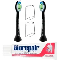 Końcówki do szczoteczek elektrycznych - 2x Końcówka Philips Diamond Clean Black HX6061/13 z HX6068/13 + Pasta do zębów Biorepair Wrażliwe Zęby 75ml - miniaturka - grafika 1