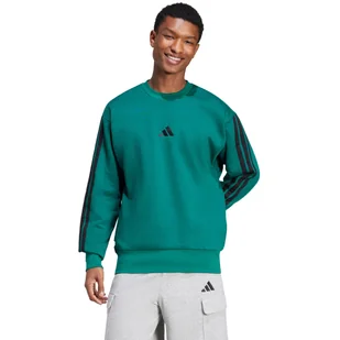 Bluza męska adidas Essentials 3-Stripes Fleece zielona JE6306 L - Bluzy męskie - miniaturka - grafika 1