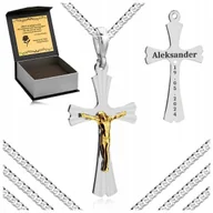 Naszyjniki męskie - Srebrny Naszyjnik Męski Z Medalikiem 925 Diamentowany Łańcuszek Zawieszka - miniaturka - grafika 1