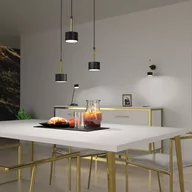 Lampy sufitowe - Lampa wisząca Arena okrągła 3-pkt., czarno-złota - miniaturka - grafika 1