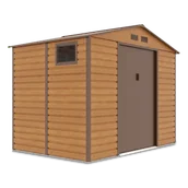 Altany ogrodowe - Domek narzędziowy MONTREAL 277x195 cm metalowy Oak Brown nowoczesna szopa ogrodowa z oknami na narzędzia, pojemny Hardmaister - miniaturka - grafika 1