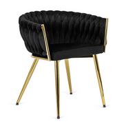 Krzesła - Czarne krzesło plecione w stylu glamour - Upro - miniaturka - grafika 1