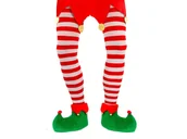 Dodatki do strojów karnawałowych - Rajstopy elfa w czerwono-białe paski - miniaturka - grafika 1