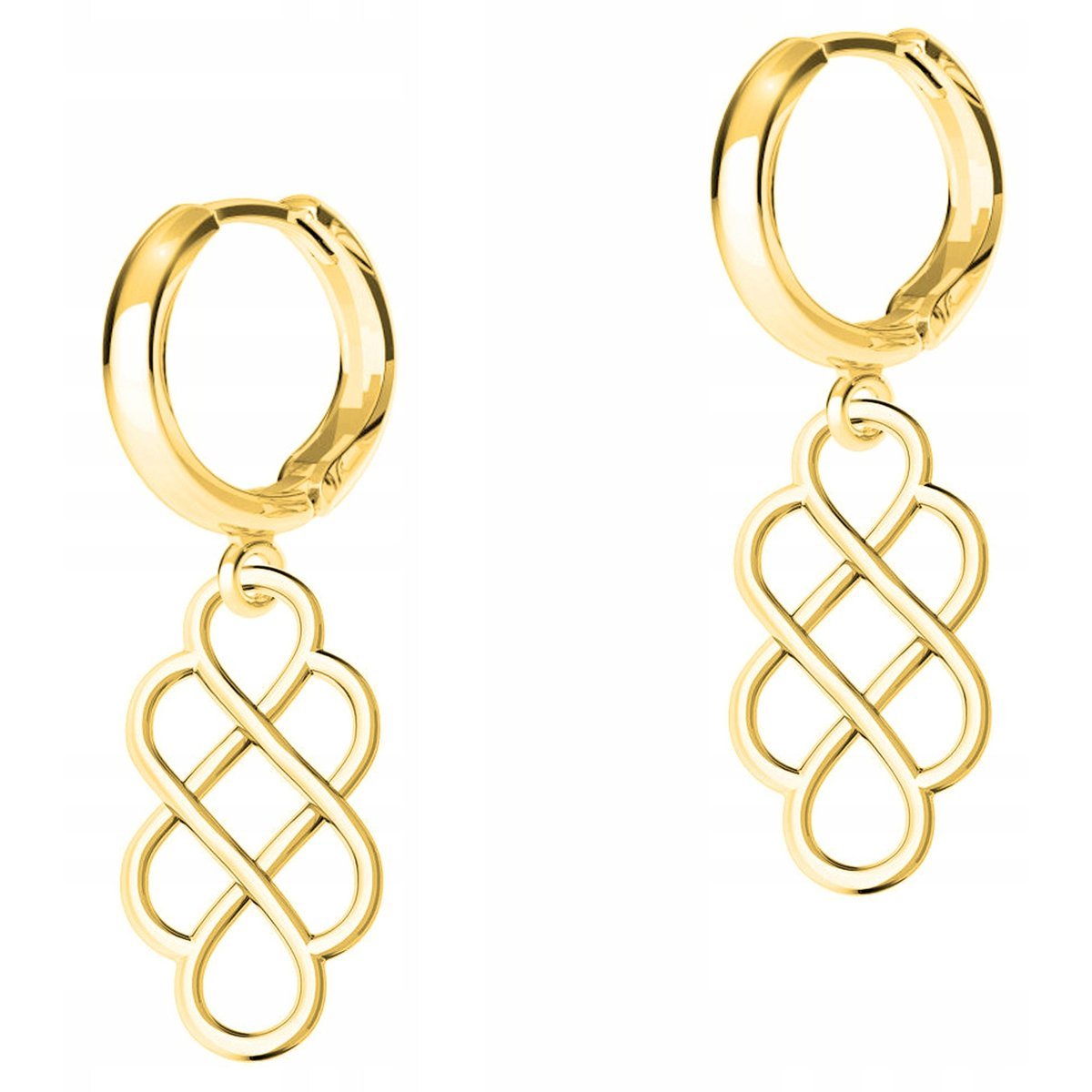 Złote Kolczyki Ażurowe Wzory na Biglach Ażurowy Wzór Rozeta SREBRO 925