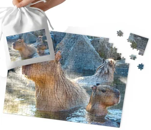 PUZZLE TRADYCYJNE - KAPIBARA WIELKA SUPER WZORY PREZENT 24el + WORECZEK - Puzzle - miniaturka - grafika 1