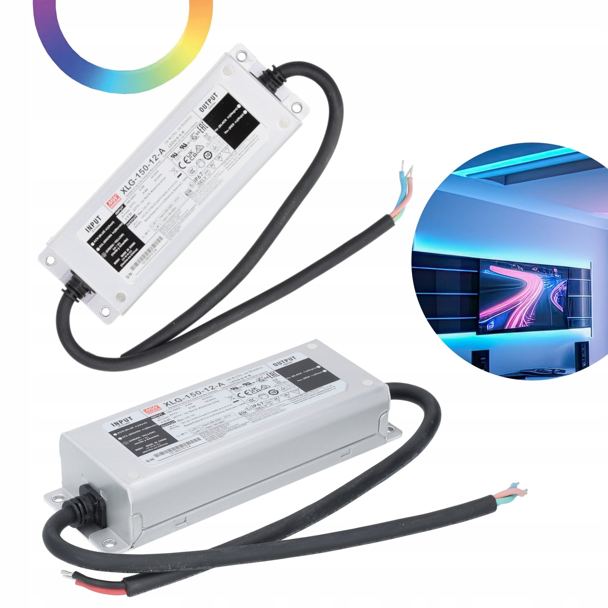 Zasilacz Do Taśm Led Wodoszczelny Pfc Metal 12V 12.5A 150W IP67 Mean Well