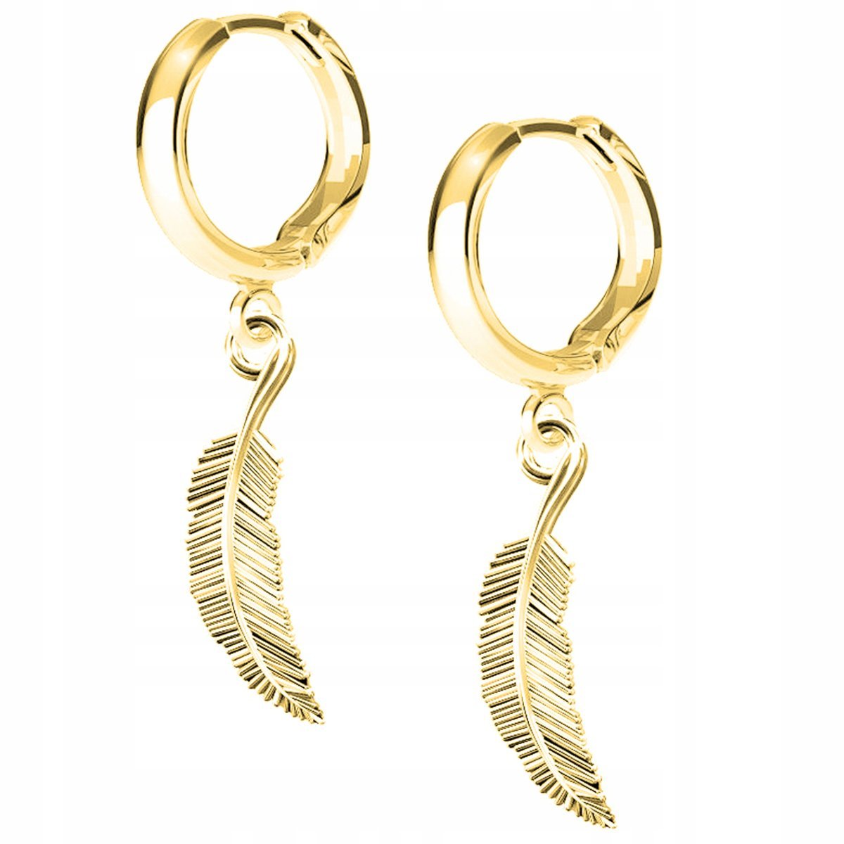 Kolczyki złote Pióro Piórko Piórka 925