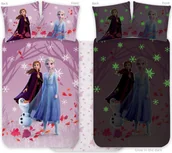 Pościel dla dzieci - Disney Frozen fioletowa świecąca w ciemności pościel dziecięca, zestaw do pokoju dziecięcego 100 x 135 cm, 40 x 60 cm - miniaturka - grafika 1