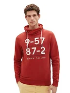 Bluzy męskie - TOM TAILOR Męska bluza Snood z nadrukiem, 14302-Velvet Red, 3XL - miniaturka - grafika 1