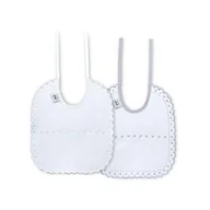 Śliniaki i fartuszki - Śliniak bawełniany 2 szt. haftowany biały szary prostokąt - miniaturka - grafika 1