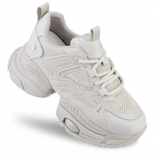 Sneakersy buty sportowe damskie Goe skórzane beżowe podwyższone NN2N4046 37 - Sneakersy damskie - miniaturka - grafika 1