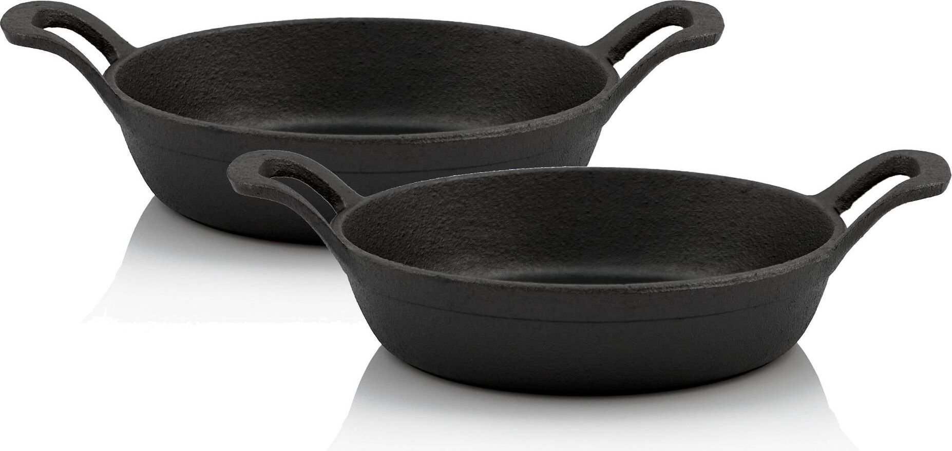Żeliwna patelnia do serwowania BBQ-Toro, 2 sztuki, Ø 16 cm, okrągła, patelnia żeliwna, patelnia do smażenia