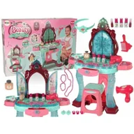 Zabawki kreatywne - Import leantoys Import leantoys Zestaw Piękności Toaletka z Lustrem Światła Dźwięk Biżuteria Ciemny Róż 9437 - miniaturka - grafika 1