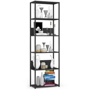 Regał loftowy metalowy 60 cm - czarny-czarny - 6 półek - Regały - miniaturka - grafika 1