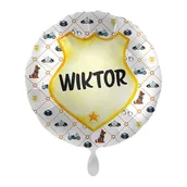 Balony i akcesoria - Balon imienny foliowy Wiktor okrągły pakowany 43 cm - miniaturka - grafika 1