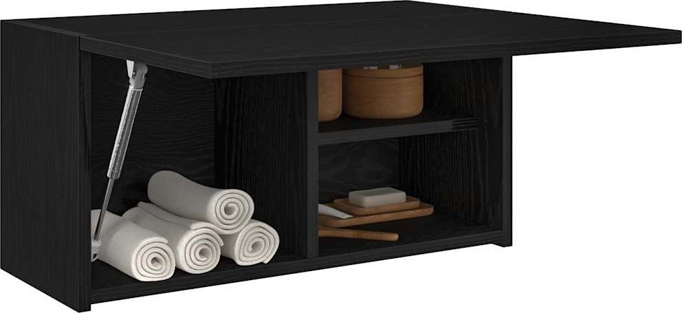 vidaXL Wisząca szafka łazienkowa, czarna, 60x25x30 cm