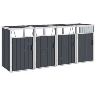 vidaXL Osłona na 4 kosze na śmieci, antracyt, 286x81x121 cm, stalowa vidaXL - Kosze na śmieci - miniaturka - grafika 1