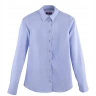 Koszule damskie - Koszula damska długi rękaw niebieska elegancka klasyczna bawełna 56A - miniaturka - grafika 1