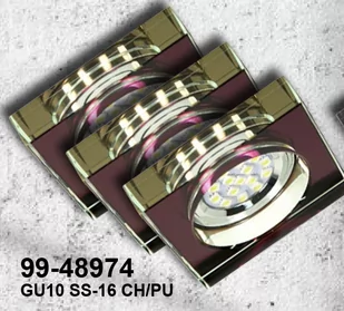 Candellux Zestaw trzech opraw SS-16 CH/PU fiolet 3X3W GU10 LED Z ŻARÓWKĄ kwadrat fiolet - Oprawy, klosze i abażury - miniaturka - grafika 1