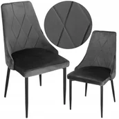Krzesła - Krzesło Tapicerowane Welur Szare Do Kuchni Salonu Jadalni Nowoczesne Loft - miniaturka - grafika 1