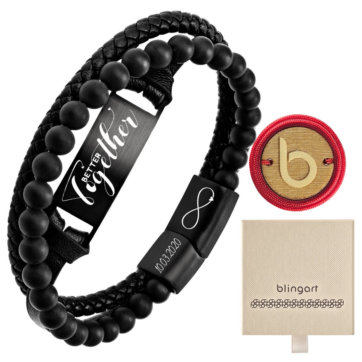 Bransoletka męska z GRAWEREM skórzana BLASZKA cza