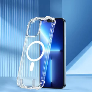 Joyroom Magnetic Defender magnetyczne etui do iPhone 13 Pro pancerny pokrowiec z haczykami podstawką przezroczysty (kompatybilne z MagSafe) - Etui i futerały do telefonów - miniaturka - grafika 3