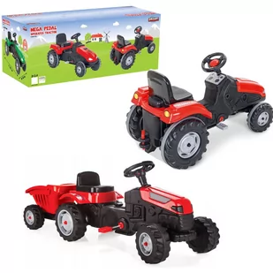 COIL Traktor na pedały z przyczepą ogromny traktorek duży dla dzieci jeździk 115cm czerwony - Jeździki dla dzieci - miniaturka - grafika 1
