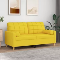 Sofy i kanapy - vidaXL 2-osobowa sofa z poduszkami, jasnożółta, 140 cm, tkanina - miniaturka - grafika 1