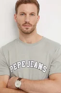 Koszulki męskie - Pepe Jeans t-shirt bawełniany męski kolor zielony z nadrukiem - miniaturka - grafika 1