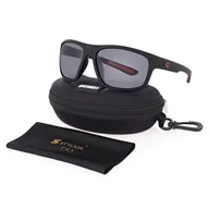 Okulary sportowe - Duże męskie sportowe okulary przeciwsłoneczne z polaryzacją i filtrem UV400 Czarne POL-446A - miniaturka - grafika 1