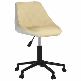 vidaXL Obrotowe krzesło stołowe, kremowo-białe, sztuczna skóra - Krzesła - miniaturka - grafika 1