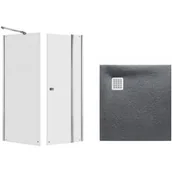 Kabiny prysznicowe - Zestaw Roca Capital kabina prysznicowa 90x90 cm kwadratowa MaxiClean z brodzikiem Terran szary łupek (AM4609012M, AM4409012M, ... - miniaturka - grafika 1