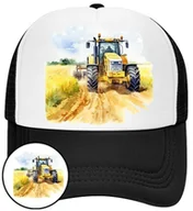 Czapki i chusty sportowe męskie - Czapka z Daszkiem Traktor Czarna z Nadrukiem Na Lato Siatka Bejsbolówka - miniaturka - grafika 1