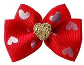 Akcesoria i dodatki do ubrań dla dzieci - Kokardka Glamour czerwony serce 4,5cm KGR004 KGR004 - miniaturka - grafika 1