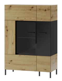 Witryna Lucas 15 Czarny / Dąb Artisan - Inne meble do salonu - miniaturka - grafika 1