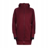 Bluzy damskie - Bluza długa damska bawełniana bordo gruba kieszenie na zamek CUNA XS - miniaturka - grafika 1